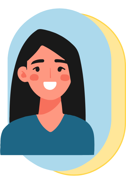 Woman with blue and yellow background illustration